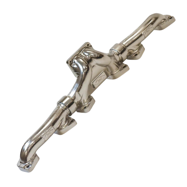 PDI Big Boss Cummins N14 Exhaust Manifold The Cummins N14 Celect Plus Exhaust Manifold has been designed to maximize the exhaust air flow, to reduce turbo lag time, and cool exhaust temperatures. Stock and competitive products on the market fall short as their design constricts the airflow increasing the turbo response time. Hard angles of their design cause higher swirl rates and friction which will increase the exhaust temperatures putting more risk on the engine. With lower quality iron an exhaust manifold from a competitor or stock can weaken over time as the manifold expands and contracts it will develop cracks and even flake. During the design process each port has been analyzed and tested to provide a balanced flow to the turbocharger. The diameter of the runners has been designed to produce, on average, a 20% airflow increase over a stock manifold. The gradual angles of the manifold have been built to reduce swirl rate resulting in cooler exhaust temperatures by 75-100 degrees. PDI manifolds are a big part in maintaining the best exhaust pressure to boost pressure ratios which will provide the potential for increased fuel economy. At PDI, we use only the best material for our products. We use a superior grade of High Silicon with Molybdenum Ductile Iron (HSMD) that eliminates weak points such as warping, cracking, and center divider failure from heat erosion. This material, combined with a redesign of the mounting surfaces, eliminates common failures due to a fatigued manifold.