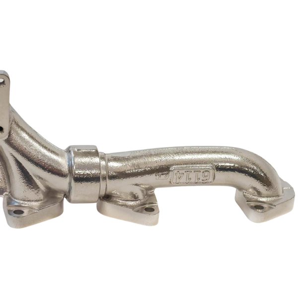 PDI Big Boss Cummins N14 Exhaust Manifold The Cummins N14 Celect Plus Exhaust Manifold has been designed to maximize the exhaust air flow, to reduce turbo lag time, and cool exhaust temperatures. Stock and competitive products on the market fall short as their design constricts the airflow increasing the turbo response time. Hard angles of their design cause higher swirl rates and friction which will increase the exhaust temperatures putting more risk on the engine. With lower quality iron an exhaust manifold from a competitor or stock can weaken over time as the manifold expands and contracts it will develop cracks and even flake. During the design process each port has been analyzed and tested to provide a balanced flow to the turbocharger. The diameter of the runners has been designed to produce, on average, a 20% airflow increase over a stock manifold. The gradual angles of the manifold have been built to reduce swirl rate resulting in cooler exhaust temperatures by 75-100 degrees. PDI manifolds are a big part in maintaining the best exhaust pressure to boost pressure ratios which will provide the potential for increased fuel economy. At PDI, we use only the best material for our products. We use a superior grade of High Silicon with Molybdenum Ductile Iron (HSMD) that eliminates weak points such as warping, cracking, and center divider failure from heat erosion. This material, combined with a redesign of the mounting surfaces, eliminates common failures due to a fatigued manifold.